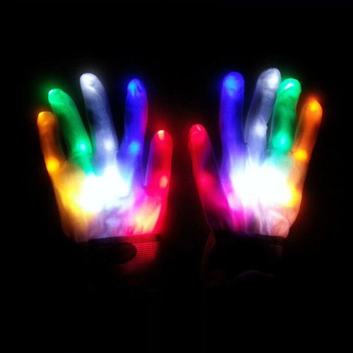 Fun Electro LED Finger blinkende Handschuhe Beleuchtung Halloween Weihnachten Tanz Rave Party - Bild 9 von 12