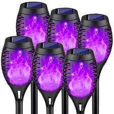 12LED Solar Flame Torch Lights Flickering Garden Yard Pathway Lamps USA