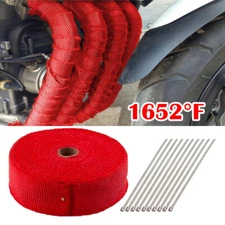 2" x 50FT Exhaust Heat Wrap Tape Titanium Pipe Header Manifold Tape+10 Ties Kit