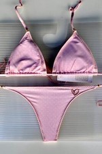 Liliana Montoya Swim Bikini Brasilerita Pink w/ White Polka Dot Print Triangle T