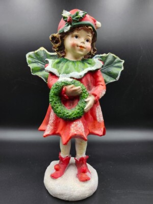 Cracker Barrel Pixie Fairy Holly Xmas Statue Resin 8''