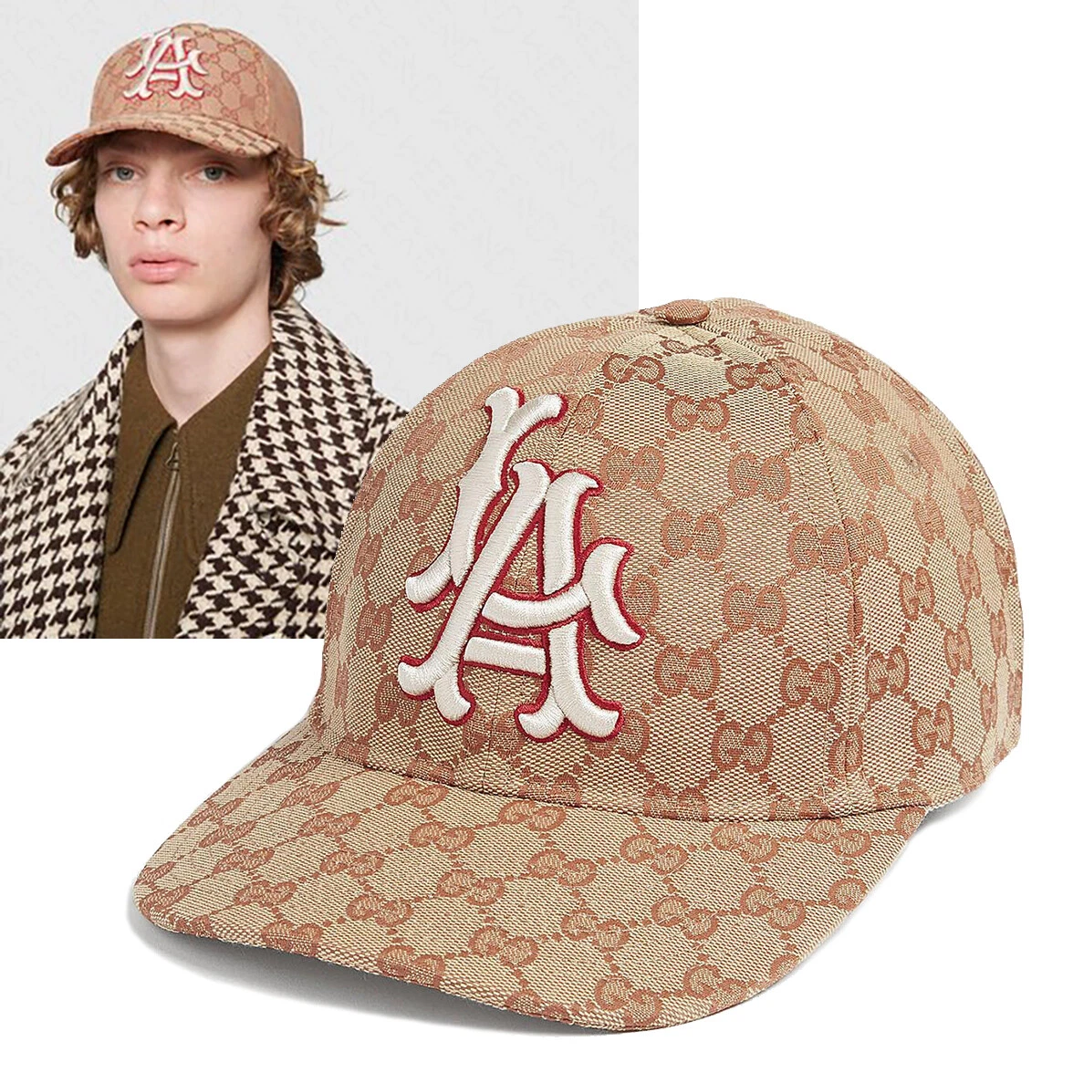 CASQUETTE DE BASEBALL GUCCI LA DODGERS GG LOGO SUPRÊME TOILE PATCH CHAPEAU taille 57 61