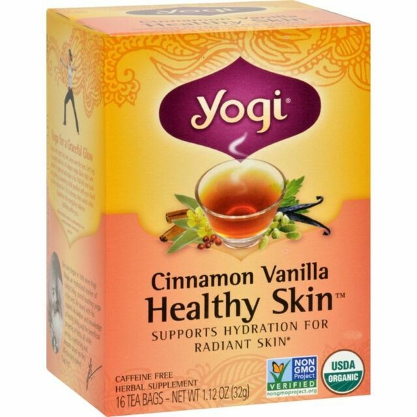 Yogi 1231430 Teas Cinnamon Vanilla Healthy Skin Tea 16 Tea Bags Case of