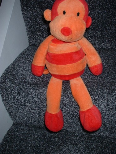 M & S RED & ORANGE STRIPED MONKEY SOFT TOY COMFORTER 04301042 - RARE EXC CON