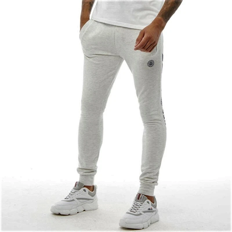 Men s Smith and Jones Off White Marl Navy Slim Fit Joggers Size M