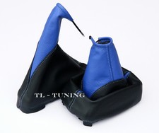 Passend für OPEL VECTRA A 88-95 Schaltsack und Handbremssack Leder BLAU-SCHWARZ