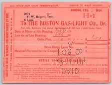 Boston Gas Light Co. 1904 Bill Billhead Receipt Geo. M. Rogers* (#14)