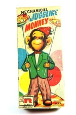 Vintage 1940's ROSKO Windup JUGGLING MONKEY Made in Japan w/ Original BOX