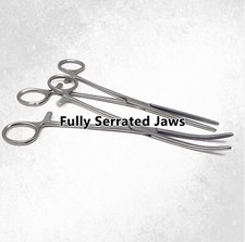 PEAN HEMOSTAT FORCEPS 8" STRAIGHT  CURVED FULLY SERRATED JAWS GERMAN STAINLESS