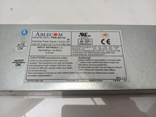 SuperMicro 560W Server Power Supply Unit PWS-561-1H20 - Zdjęcie 3 z 4