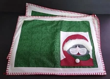 Set of 2 Kitty Cat Christmas Place Mats, Faux Fur Layered 3D Holiday Midwestern 