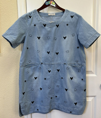 Fanas Venas Women Dress Mickey Mouse Ears Embroider Denim Pockets Disney Y2K Fun