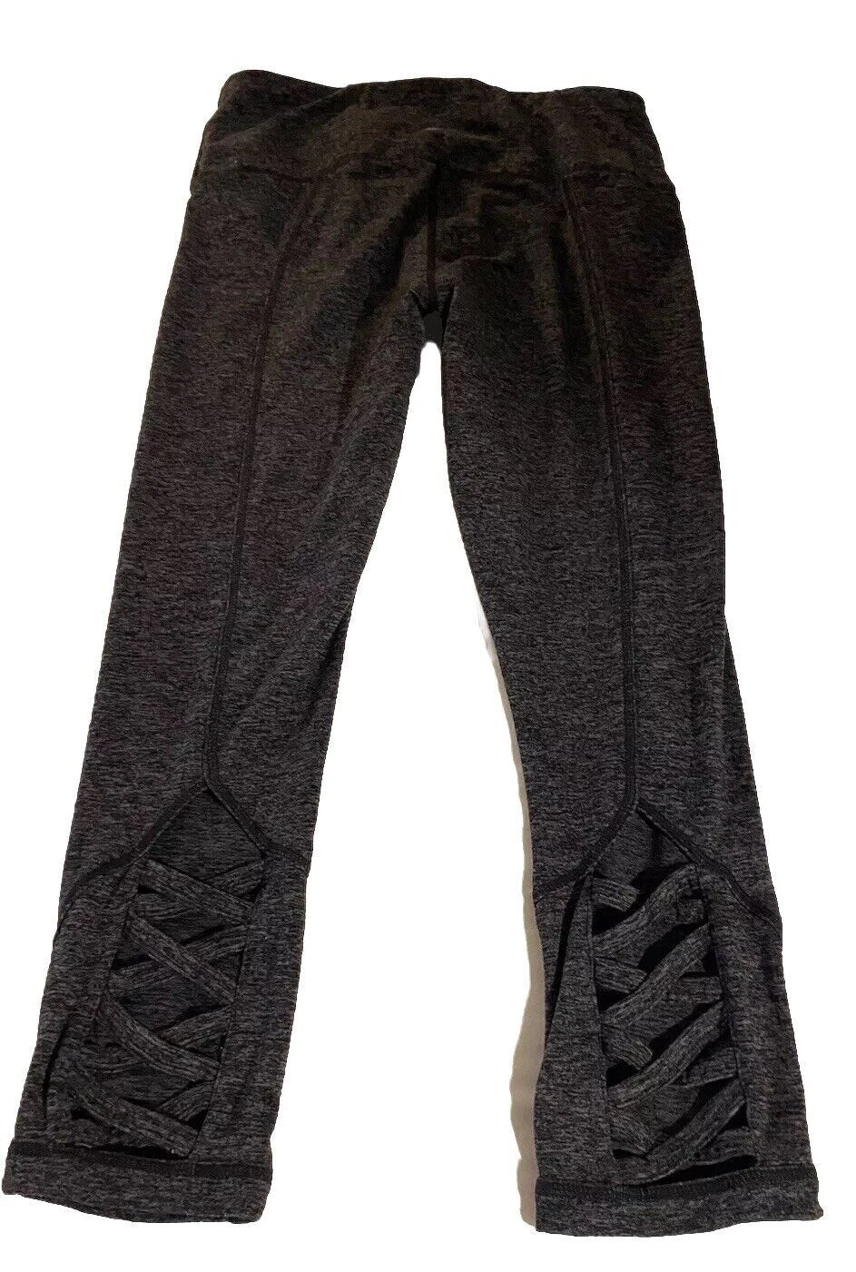 yogalicious cropped criss cross ballet style capri heather leggings