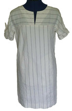 Madewell Womens Dress Size XXS Shift Pockets Bow Tie Sleeve Pin Stripe White
