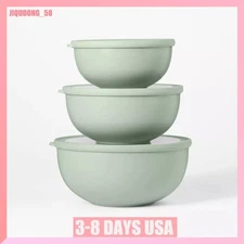 Set of 3 Plastic Mixing Bowl Set with Lids - Figmint™ Green