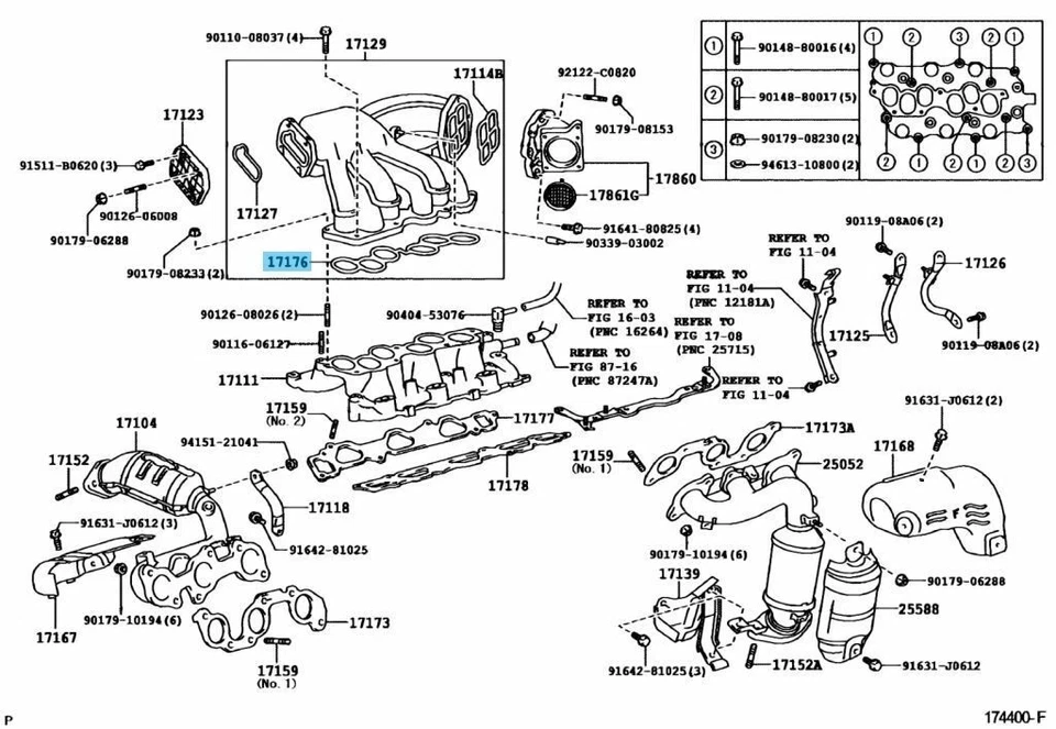 Junta plenum colector de admisión original Toyota Lexus 17176-20020 V6 3,3 L genuina Foto 2 de 4