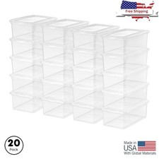 Stackable Plastic Storage Bins W/ Snap Lids Home Office Organization 5 Qt Totes