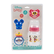 DISNEY baby Mickey Mouse 5oz Bottle, Pacifier, Shake N Rattle 3 Pc GIFT Set NEW