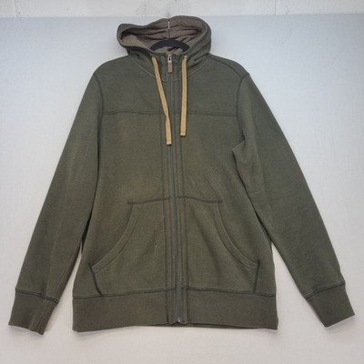 GH Bass & Co Full Zip Hoodie Mens Medium Olive Green Fleece Outdoor