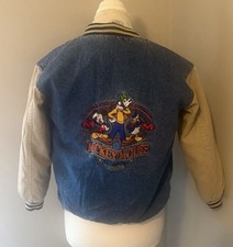 Vintage Disney Store Mickey Mouse Classics Denim Varsity Jacket Kids M 7/8