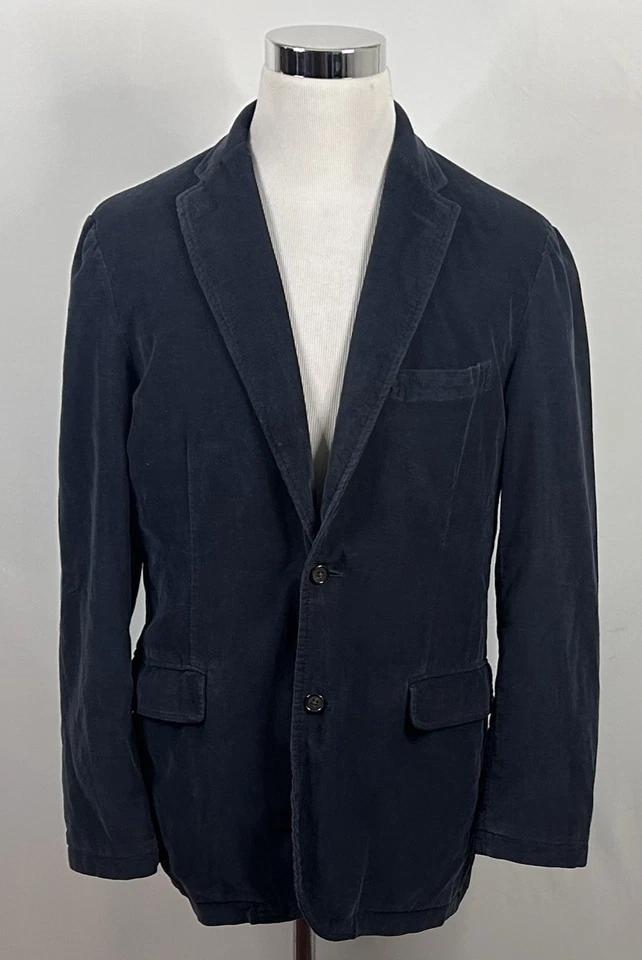 J экипажа средний винтажный шнур Sport пальто 100% хлопок вельветовый синий две кнопки - Изображение 2 из 4