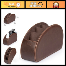 Vegan Leather Remote Control Holder - 5 Pocket Nightstand Caddy Organizer for