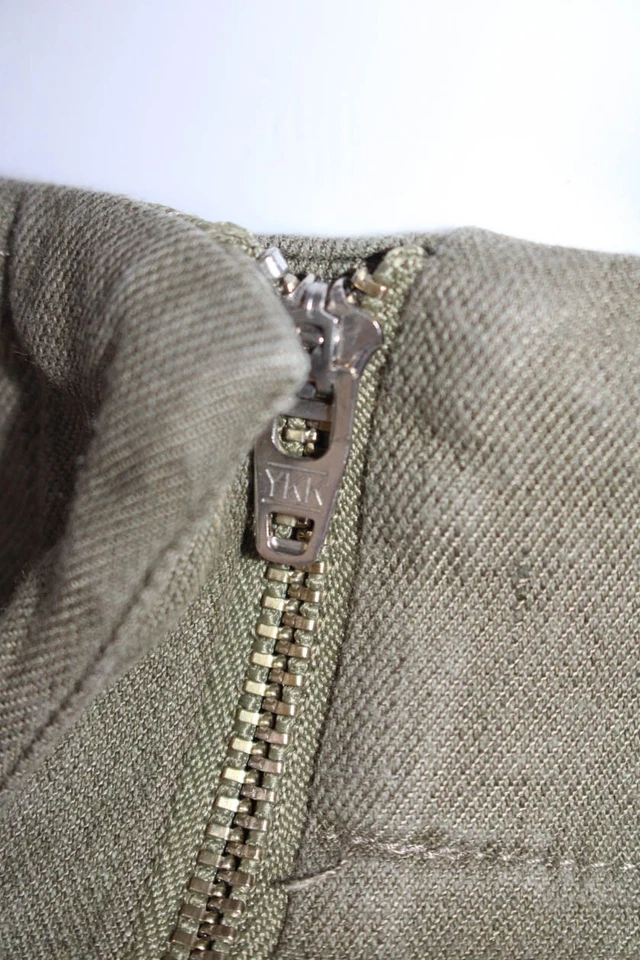 Pantalones Cortos ALC Mujer Cremallera Mosca Tiro Alto Cinturón Verde Lino Talla 2 Foto 4 de 4