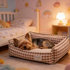 Rectangle lit de chien Cozy lit de chat doux pour petits animaux de compagnie lavables