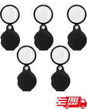 5PCS 10X Pocket Magnifying Glass with Rotating Protective Case for Reading