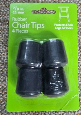 Super Sliders 7/8'' Black Rubber Slip-On Chair Table Leg Tips 4 Pack 22mm