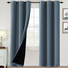 100 Blackout Curtains for Bedroom Thermal 42"W x 84"L Pack of 2 Stone Blue