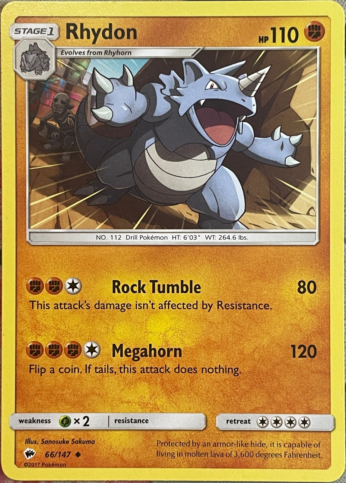 Rhydon - 66/147 - Burning Shadows Pokemon 2017