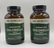 2 X Dr. Mercola, Fermented Chlorella with Chlorophyll 450 Tablets Each 900 Total