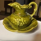 McCoy Forest Green Pitcher and Bowl - Lovely Set