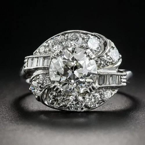 3 Ct Lab‑Created Diamond Engagement Ring Vintage Art Deco Style 14K White Gold