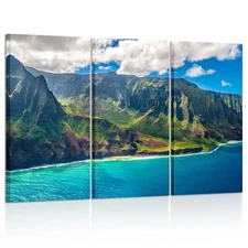 KREATIVE ARTS - Large Nature Art Poster Print on Canvas View on Napali Coast ...