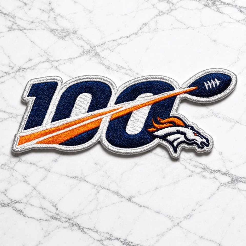 100 YEAR DENVER BRONCOS NFL Embroidered Iron/Sew On Patch 4"X1.5" FREE SHIPPING - Image 1 of 1