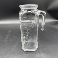 Vintage Covetro Deco Ribbed Glass Pitcher Only Replacement NO LID Made in Italy