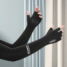 Black UV Protection Arm Sleeve Long Arm Cooling Cover Sleeves for Driving Sports