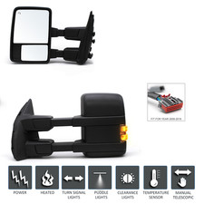 Pair Towing Mirrors Fits 2011-2014 Ford F250 Sd Power Heat Smokded Signal Light
