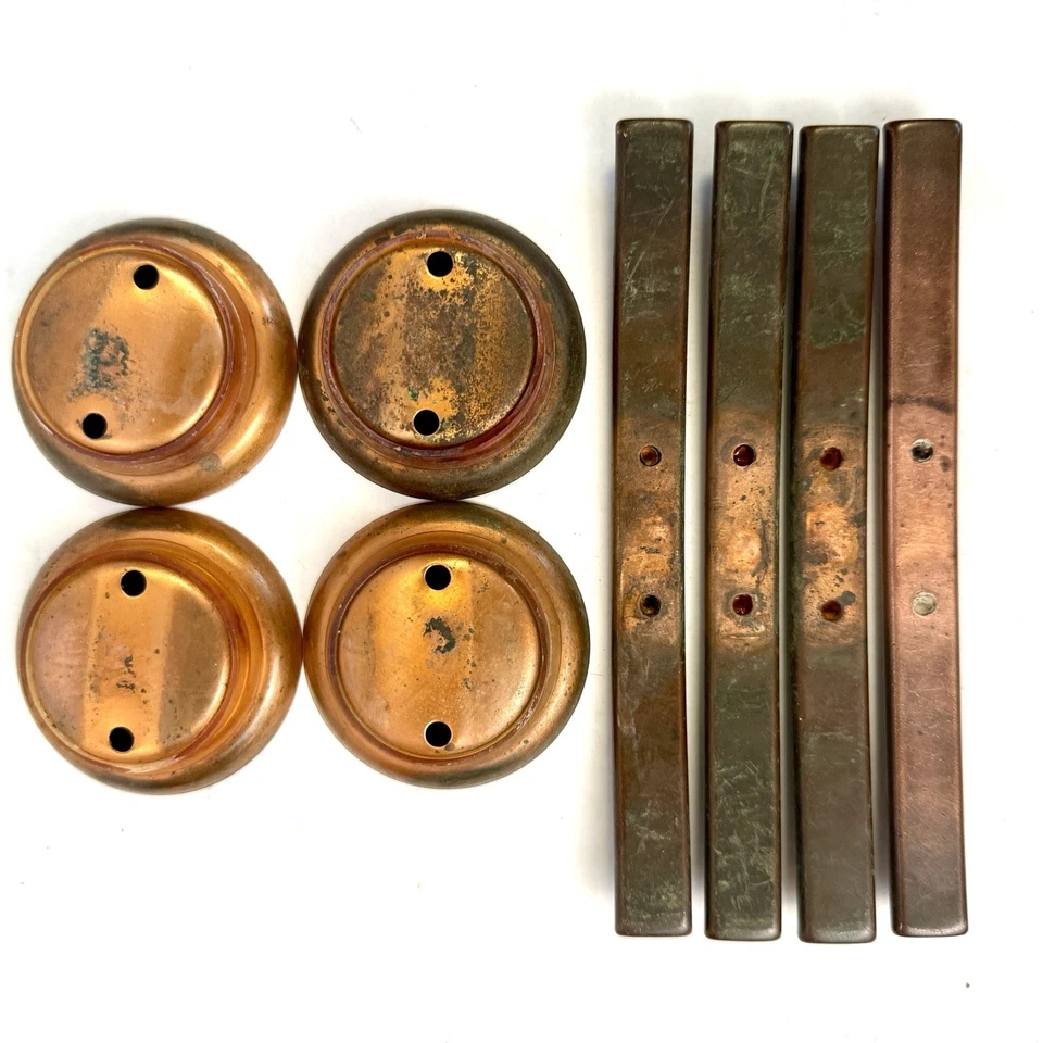 Vintage MCM Solid Copper Drawer Pulls Knobs - Each 6 1/2” Bar Weighs 4 Ounces - Image 2 of 4