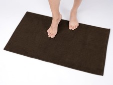 Brown 100 Cotton Bathroom Rug 20x34 Inch Non Slip Backing Bath Mat Washable