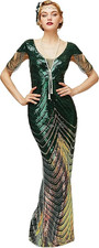 BABEYOND Womens Gatsby 1920's Mermaid Dress Vintage Sequin Beaded Mob Wife Small