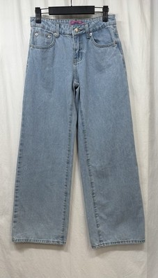 Edikted Wide Leg Straight Womens Jeans Size XS Blue Cotton Vintage 90s