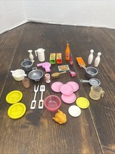 Vintage 1970s Barbie Soda Milk Pot Plate Brush Food Kitchen Accessories Lot