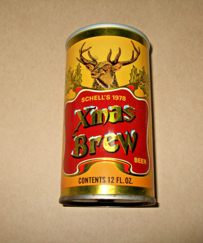 Schell's Xmas Christmas Beer Can SS Steel Bottom Opened