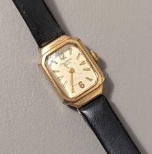 Dugena Festa Damenuhr mit Leder Armband Gold-Double mit Edelstahl Boden Vintage