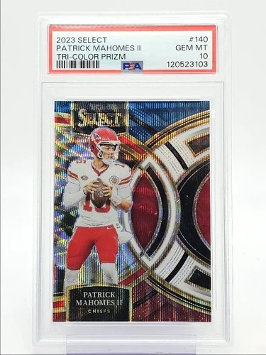 PATRICK MAHOMES II 2023 SELECT PREMIER LEVEL TRI-COLOR /225 PSA 10 Q0004