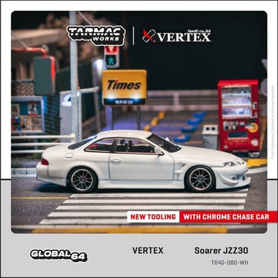 1:64 VERTEX Soarer JZZ30 White Diecast Model Car Collector Desk Display Shelf