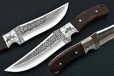 Custom Hand Engraved D2 steel Hunting knife Collectors Item